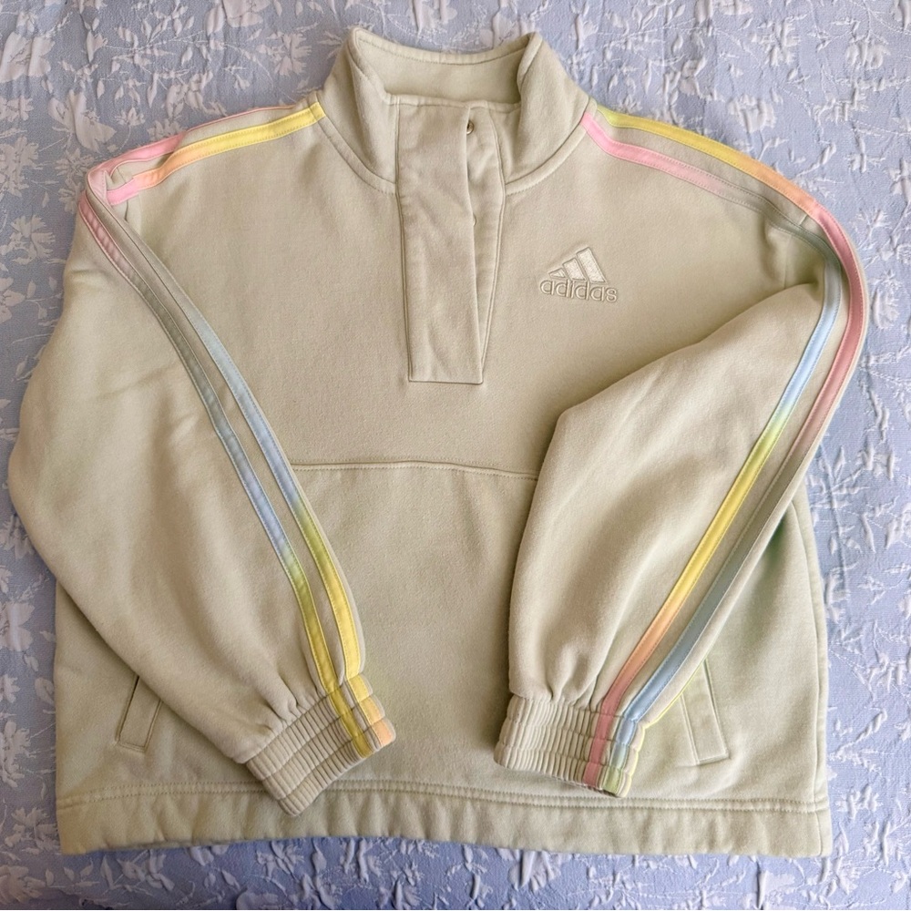 Adidas Mint Green Sweatshirt with Multicolor Stripes